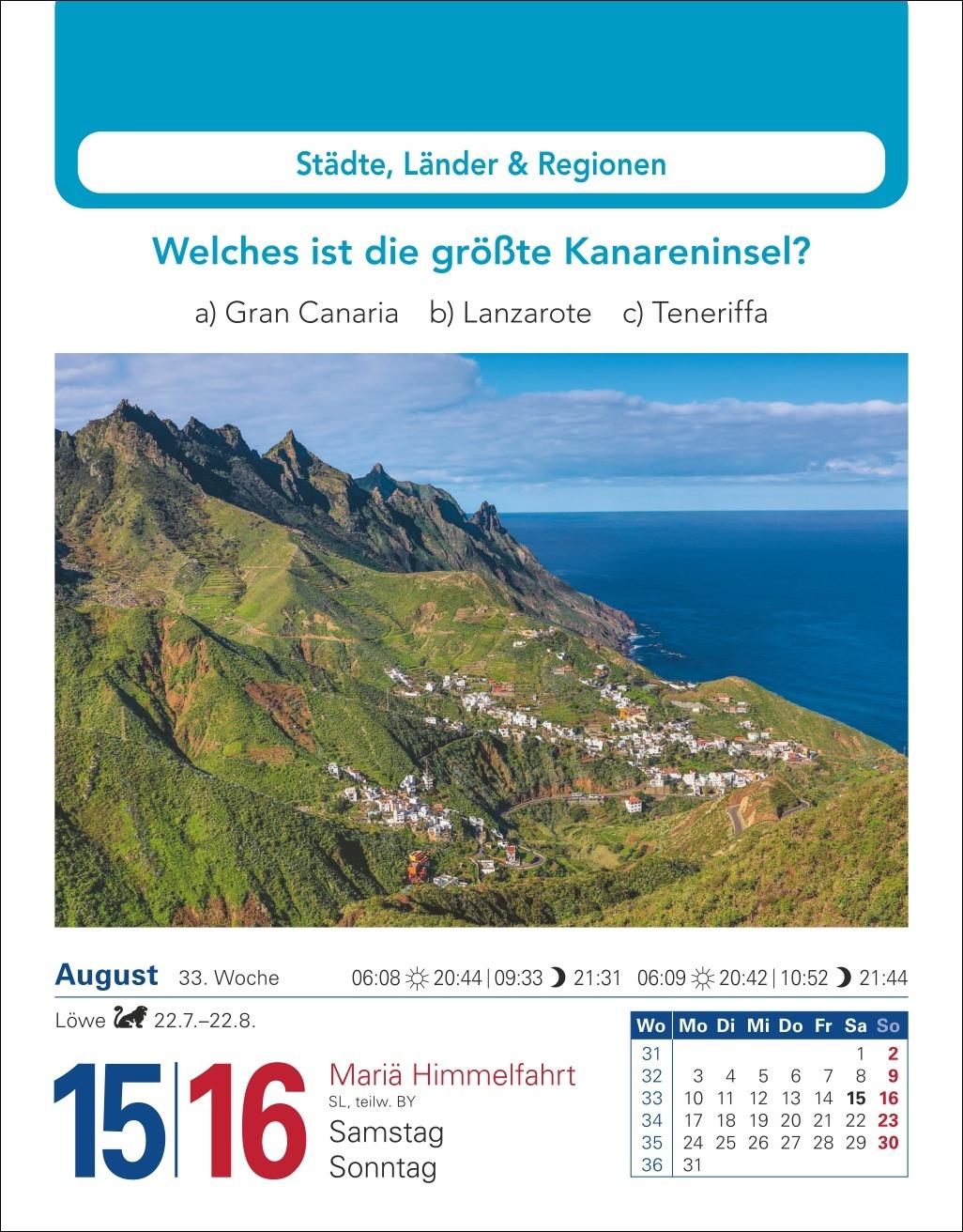 Beispielinhalt (Bild) Allgemeinbildung Tagesabreißkalender 2026 - Das tägliche Wissens-Quiz