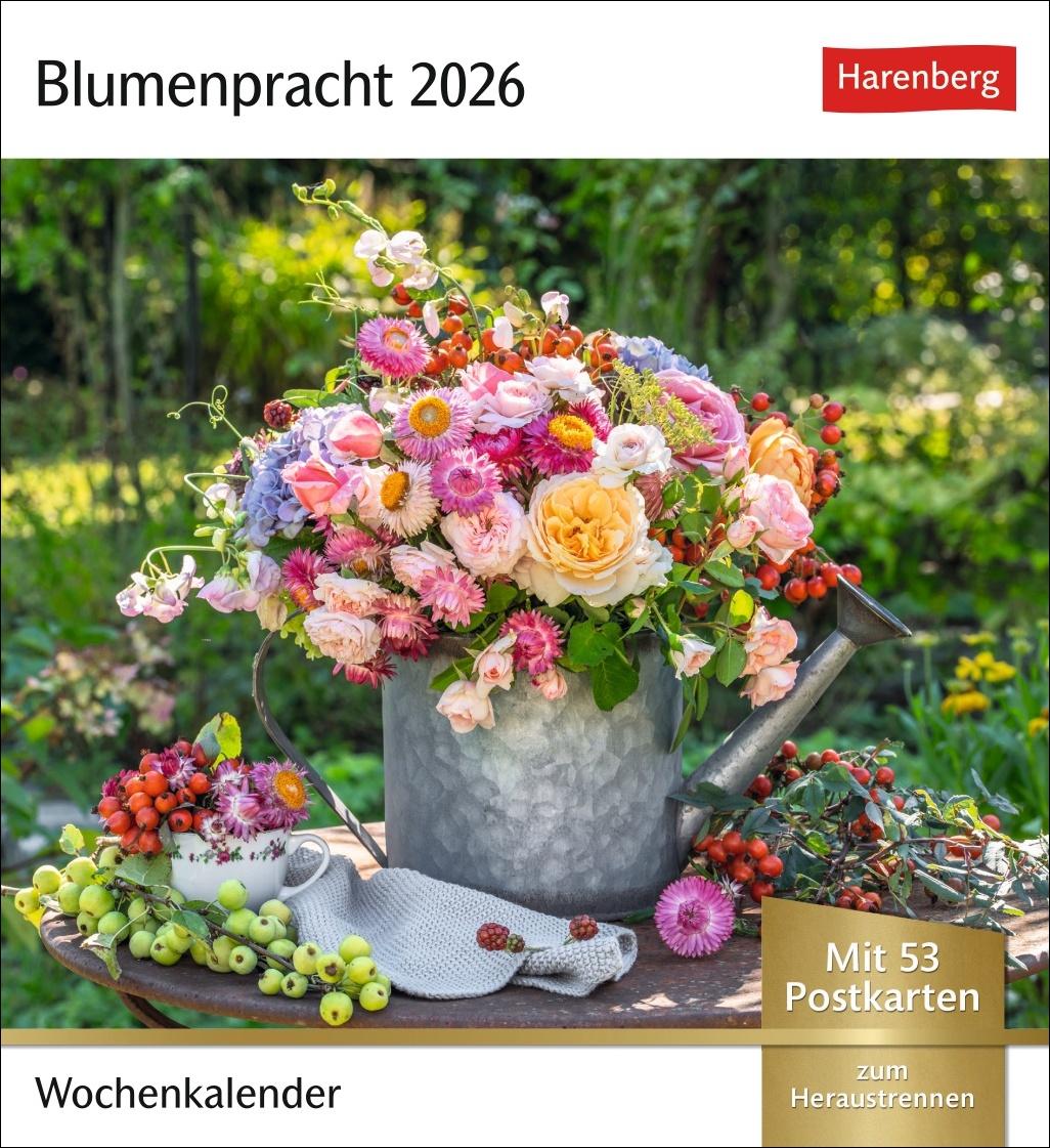 Vorderes Coverbild Blumenpracht Postkartenkalender 2026 - Wochenkalender mit 53 Postkarten
