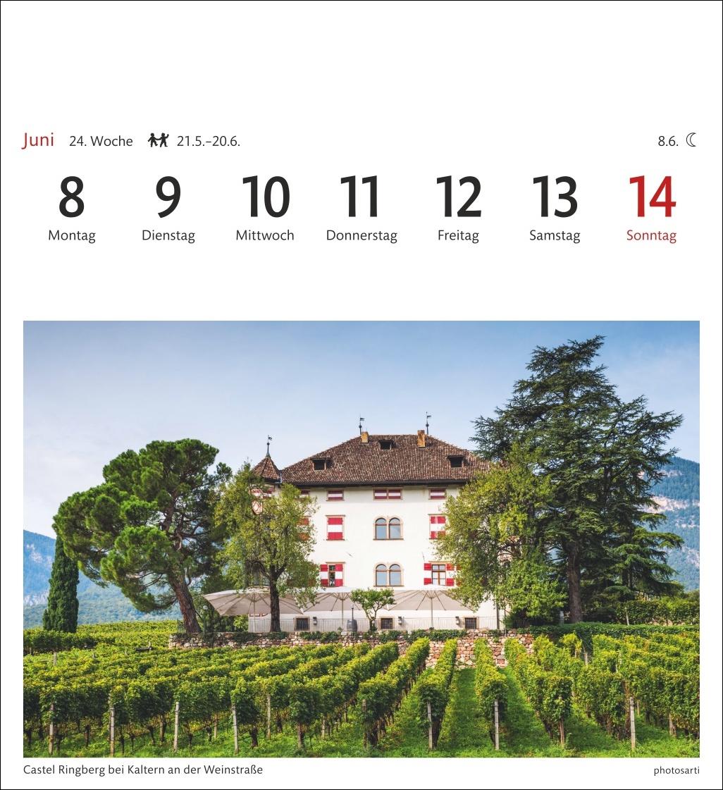 Beispielinhalt (Bild) Südtirol Sehnsuchtskalender 2026 - Wochenkalender mit 53 Postkarten