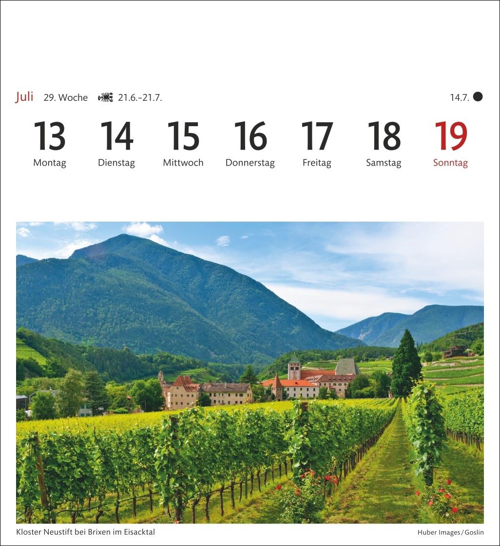 Beispielinhalt (Bild) Südtirol Sehnsuchtskalender 2026 - Wochenkalender mit 53 Postkarten