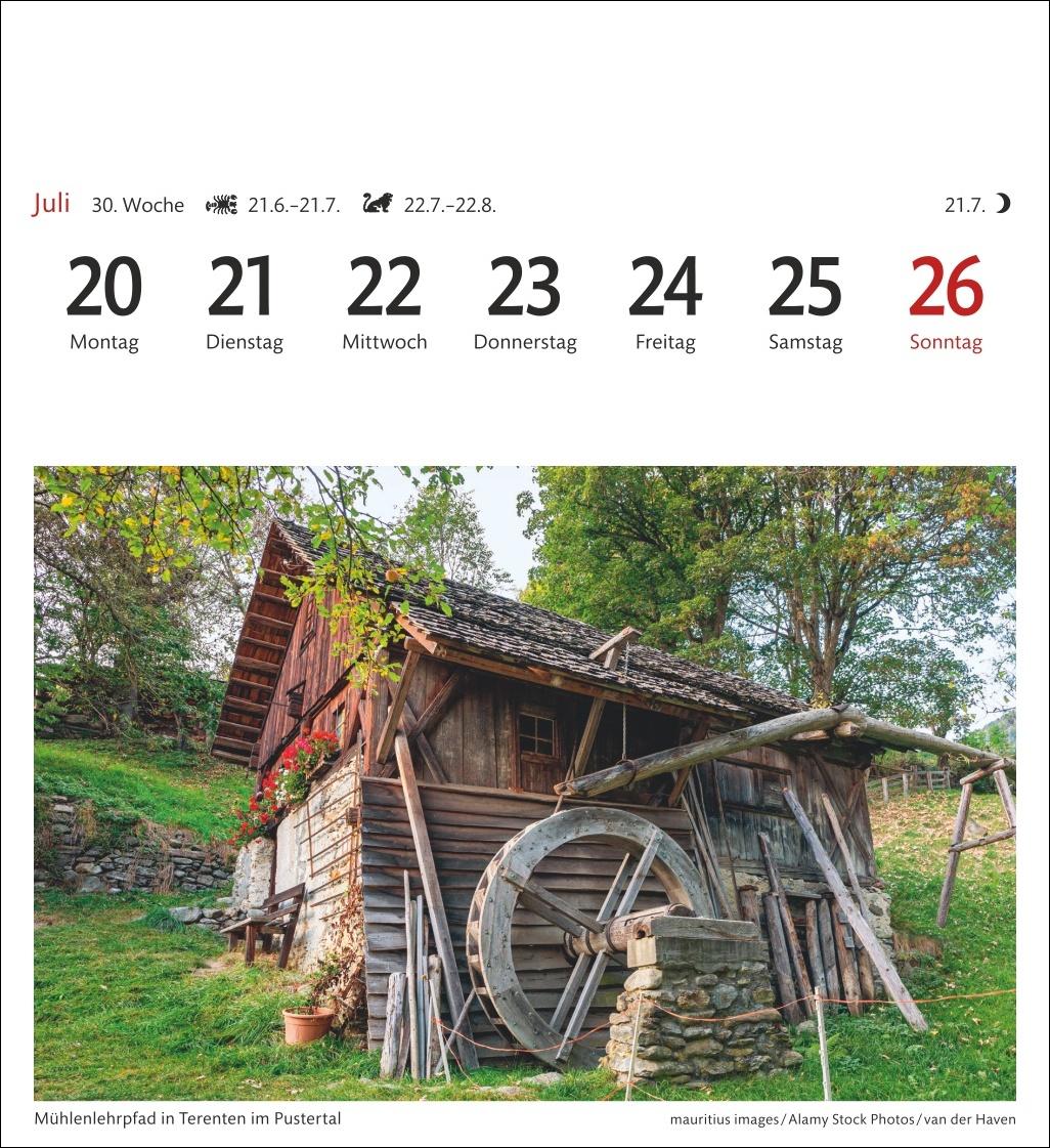 Beispielinhalt (Bild) Südtirol Sehnsuchtskalender 2026 - Wochenkalender mit 53 Postkarten