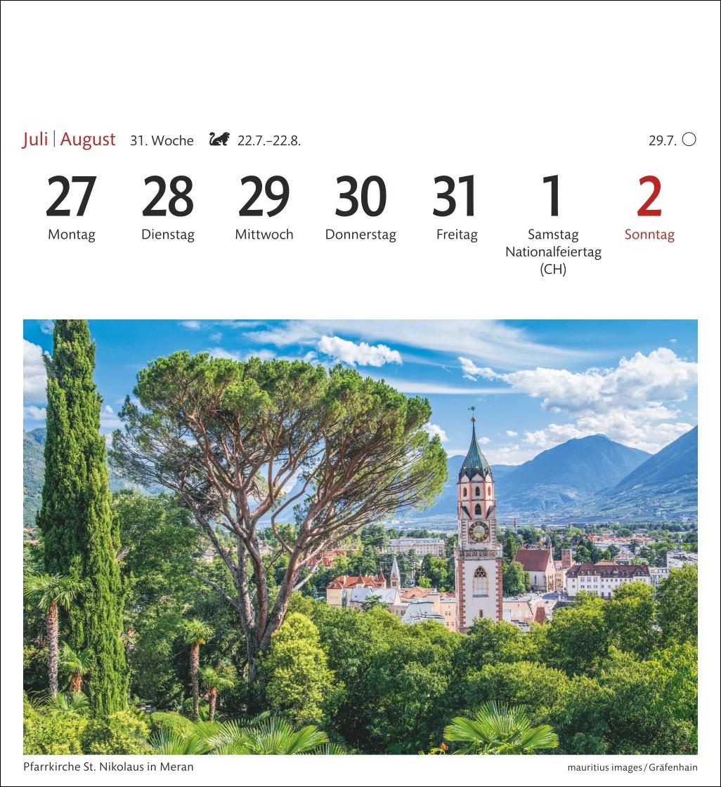 Beispielinhalt (Bild) Südtirol Sehnsuchtskalender 2026 - Wochenkalender mit 53 Postkarten