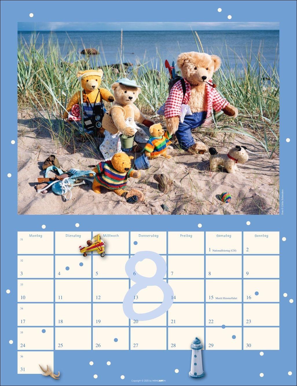 Beispielinhalt (Bild) Teddybären Kalender 2026