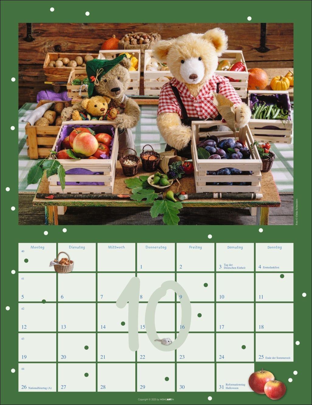Beispielinhalt (Bild) Teddybären Kalender 2026