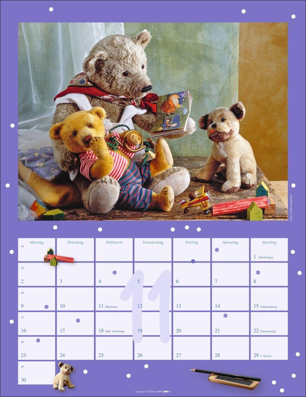 Beispielinhalt (Bild) Teddybären Kalender 2026
