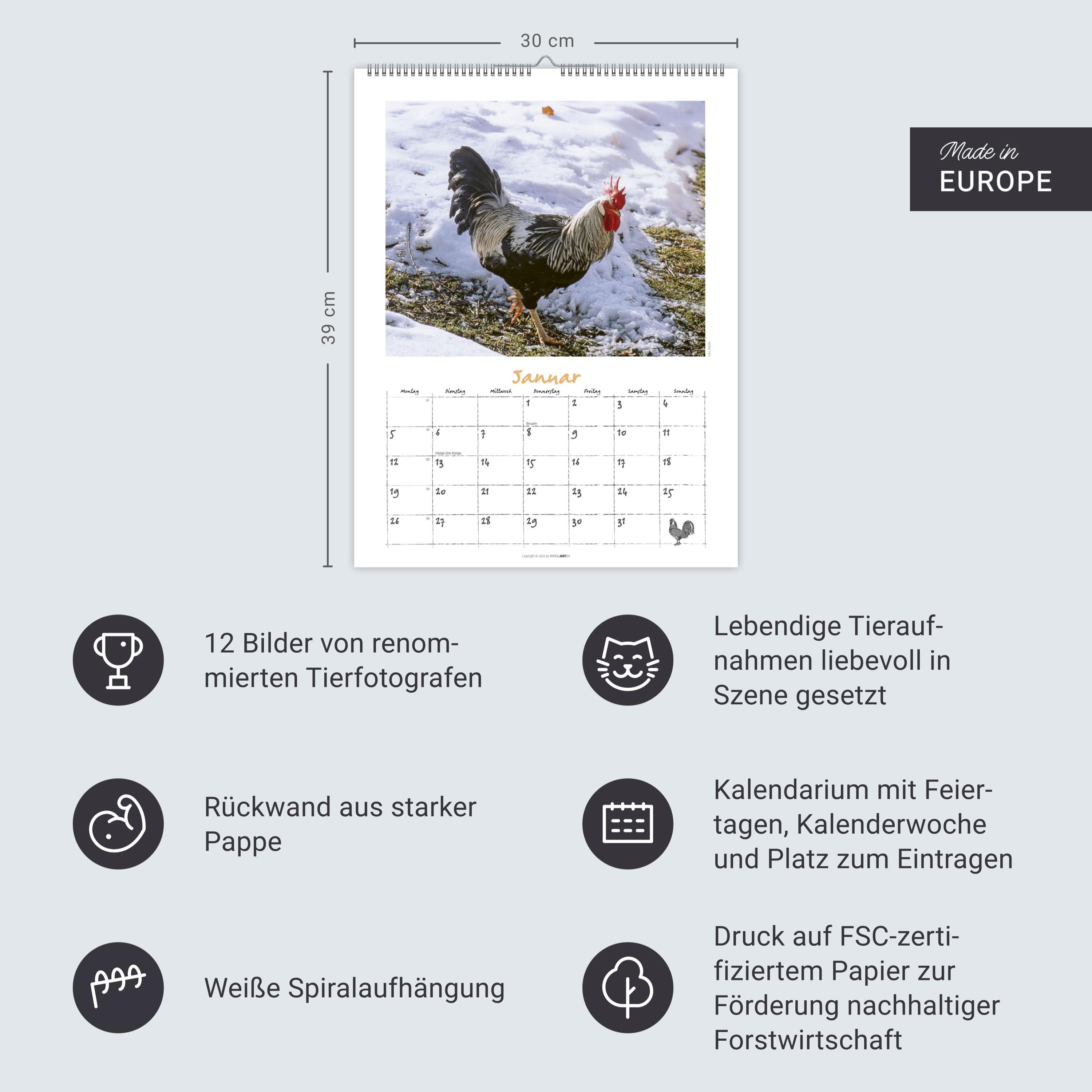 Beispielinhalt (Bild) Der Hühnerkalender 2026