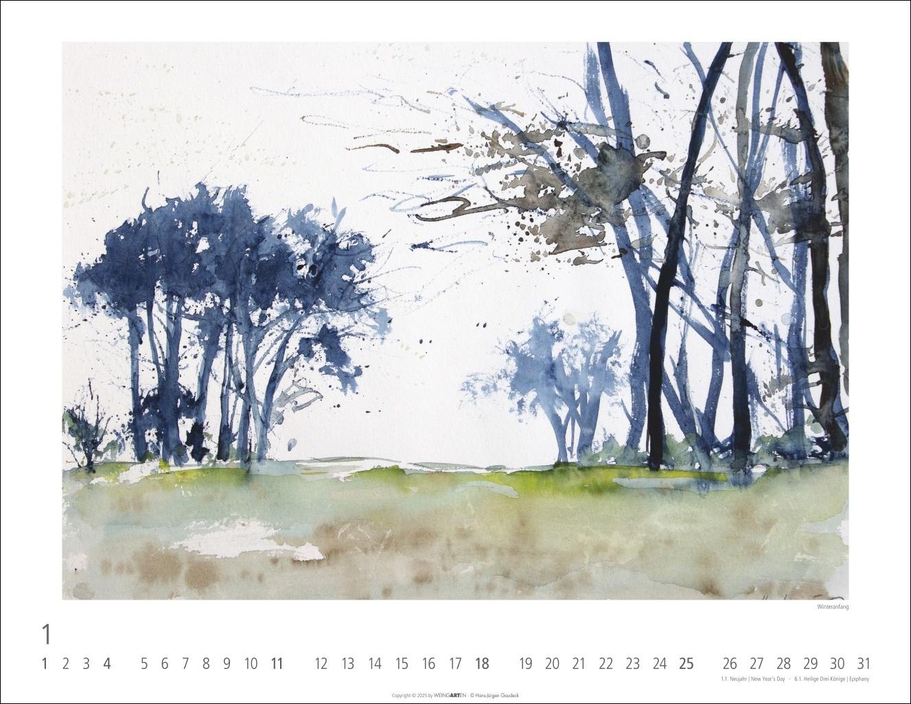 Beispielinhalt (Bild) Zwischen Himmel und Erde Kalender 2026 - Aquarelle von Hans-Jürgen Gaudeck