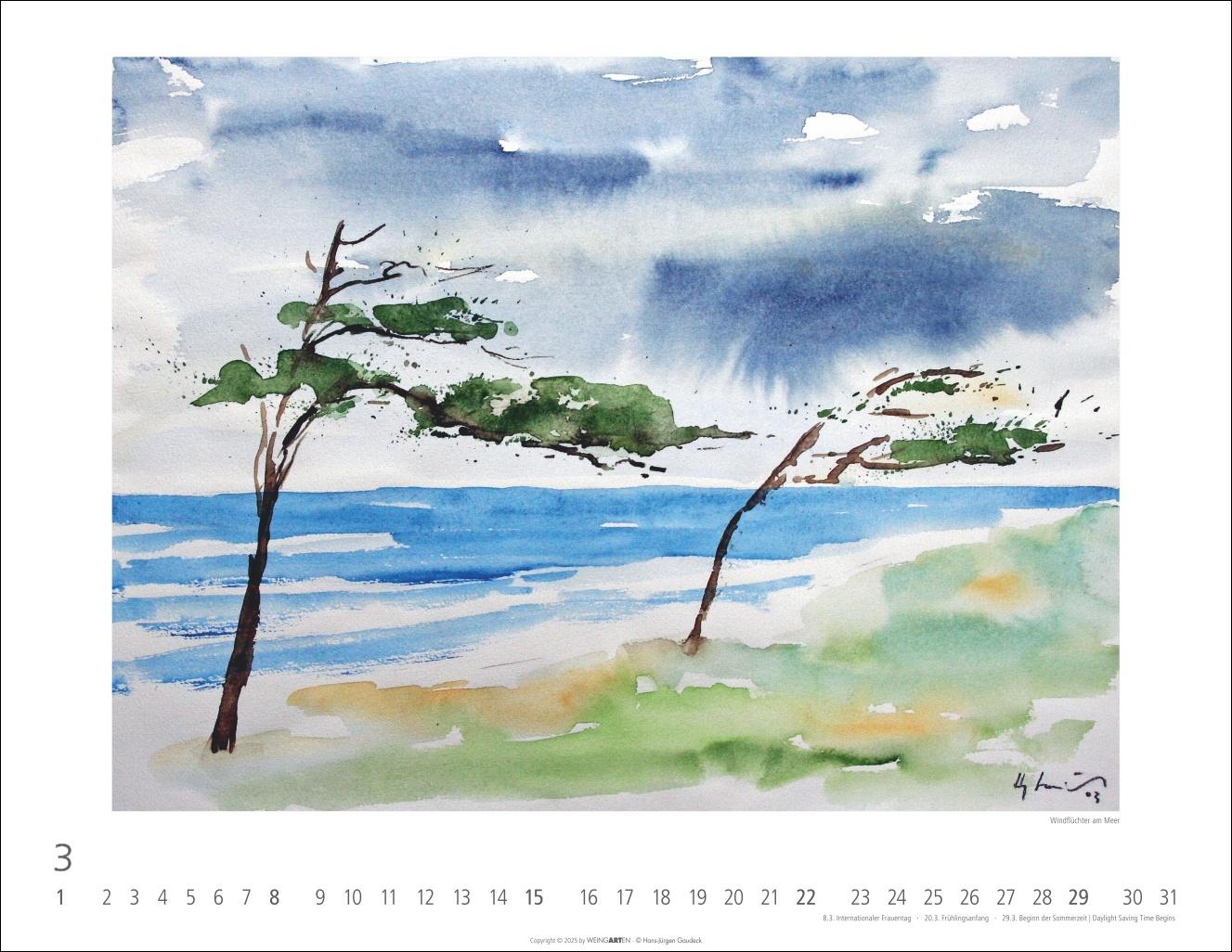 Beispielinhalt (Bild) Zwischen Himmel und Erde Kalender 2026 - Aquarelle von Hans-Jürgen Gaudeck