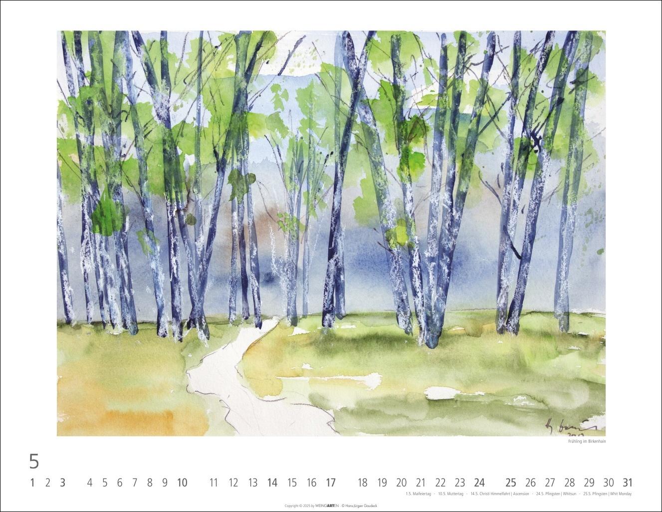 Beispielinhalt (Bild) Zwischen Himmel und Erde Kalender 2026 - Aquarelle von Hans-Jürgen Gaudeck