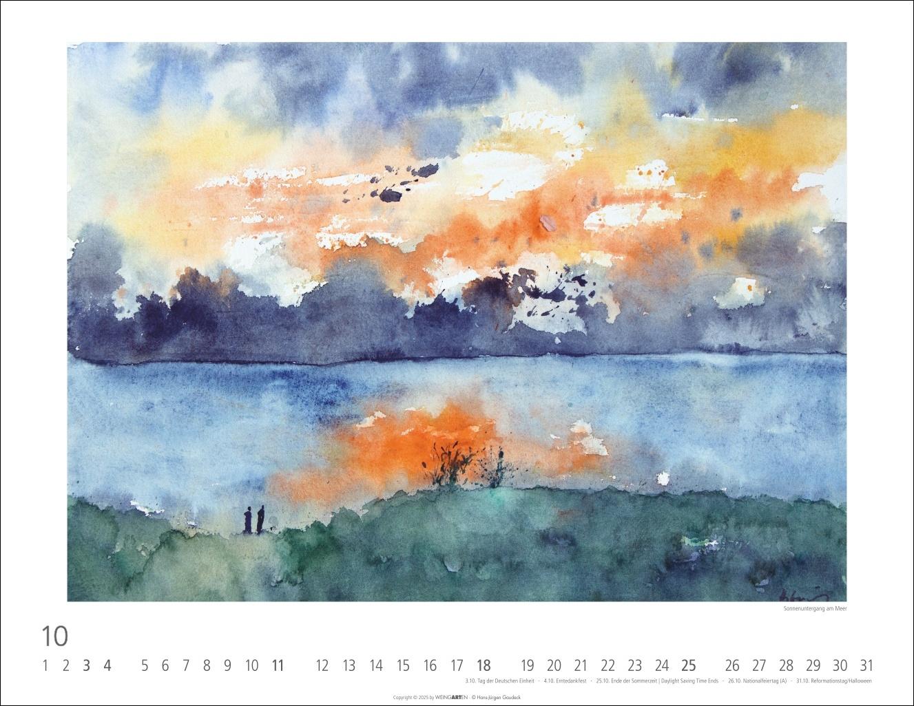 Beispielinhalt (Bild) Zwischen Himmel und Erde Kalender 2026 - Aquarelle von Hans-Jürgen Gaudeck