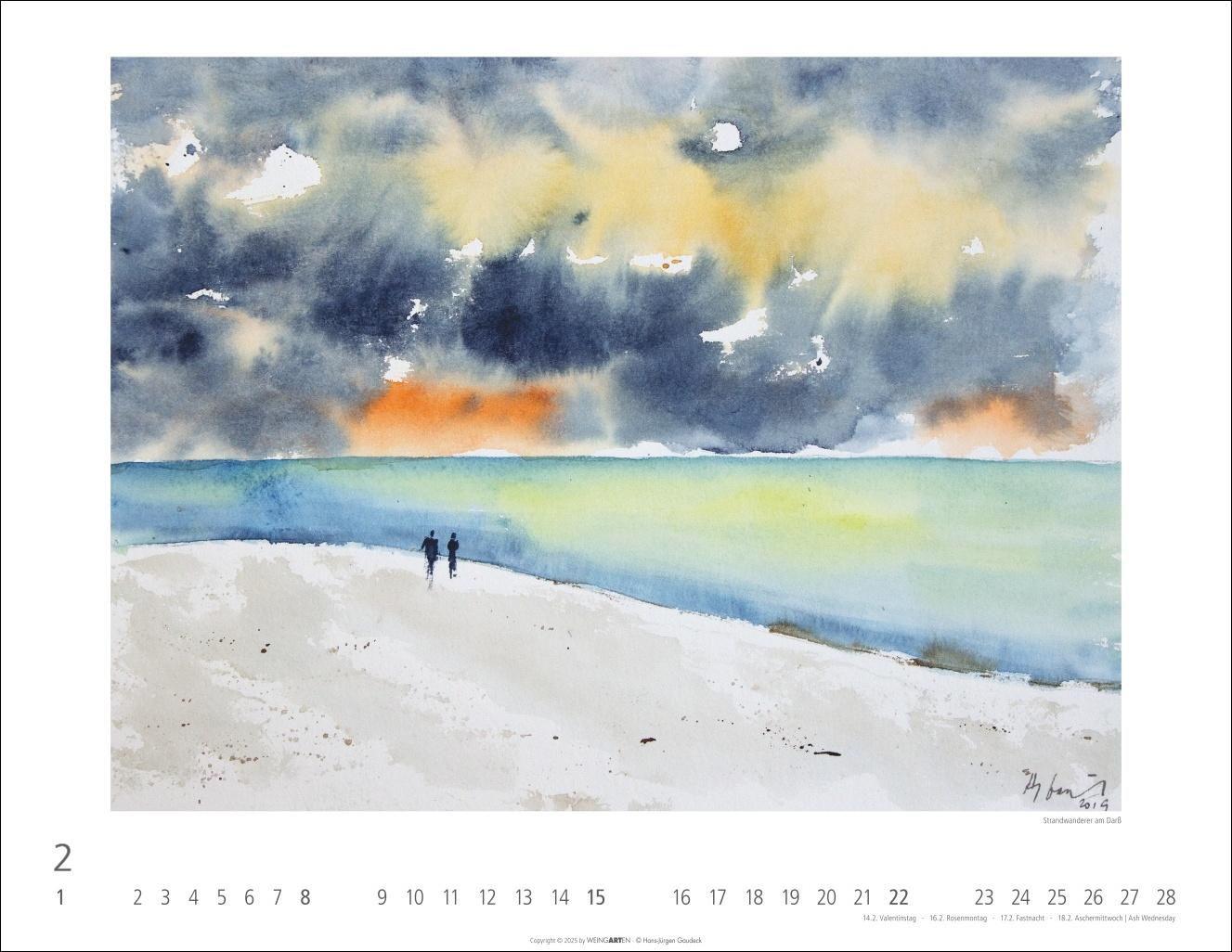 Beispielinhalt (Bild) Zwischen Himmel und Erde Kalender 2026 - Aquarelle von Hans-Jürgen Gaudeck