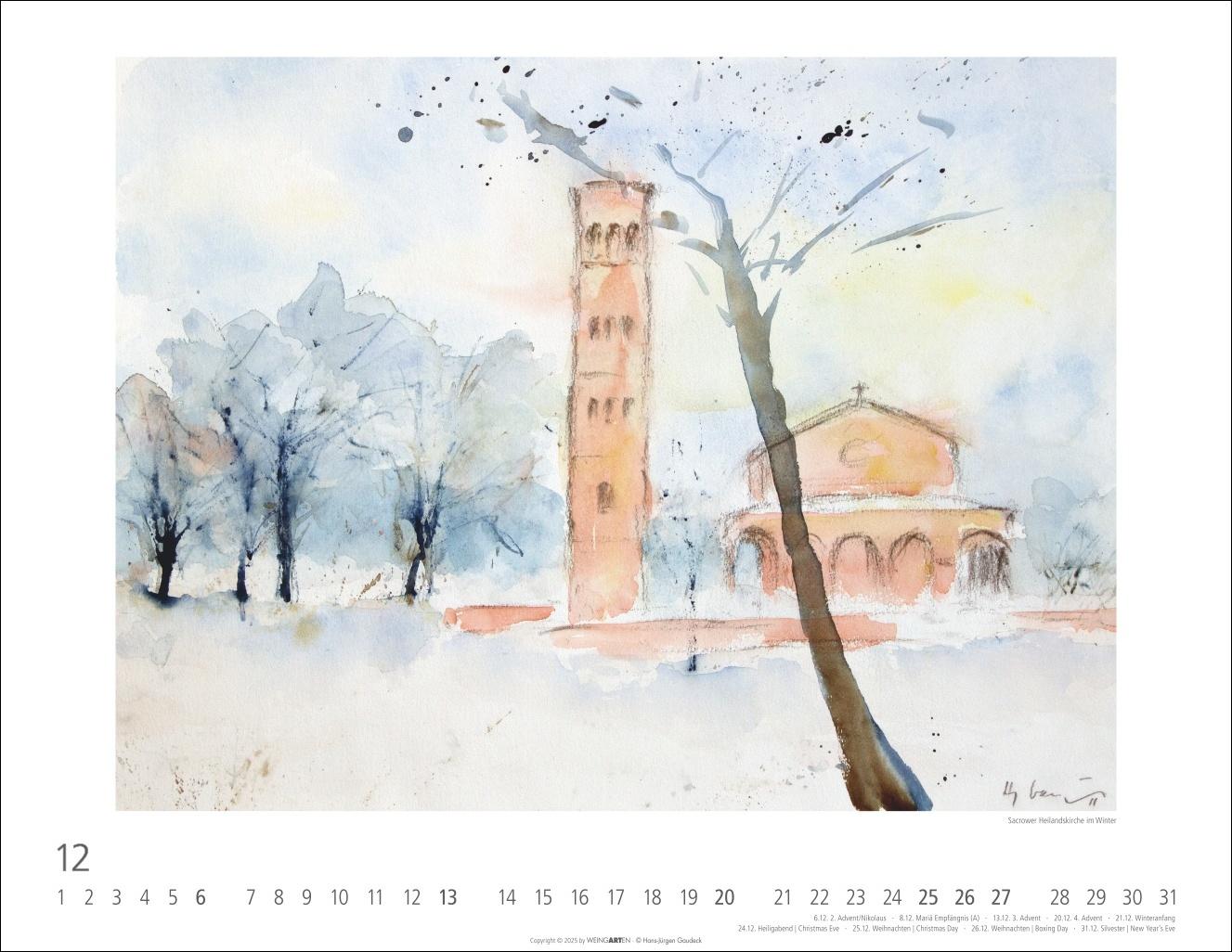 Beispielinhalt (Bild) Zwischen Himmel und Erde Kalender 2026 - Aquarelle von Hans-Jürgen Gaudeck