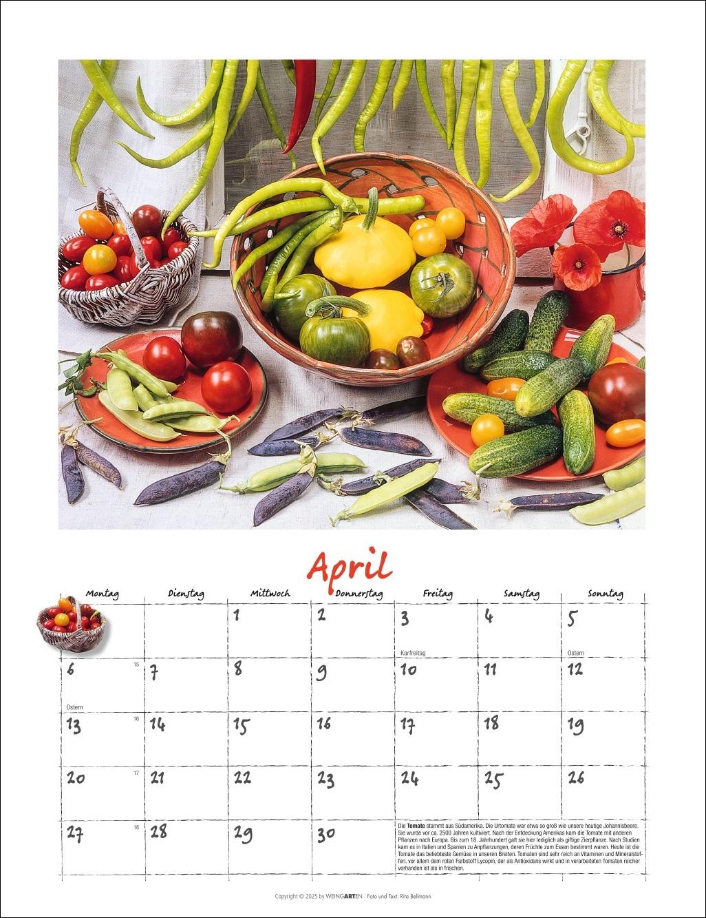 Beispielinhalt (Bild) Augenschmaus Kalender 2026 - Gewürze und Kräuter rund ums Jahr