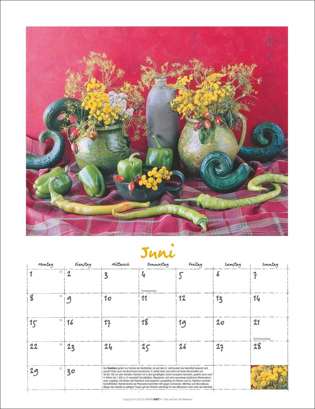 Beispielinhalt (Bild) Augenschmaus Kalender 2026 - Gewürze und Kräuter rund ums Jahr