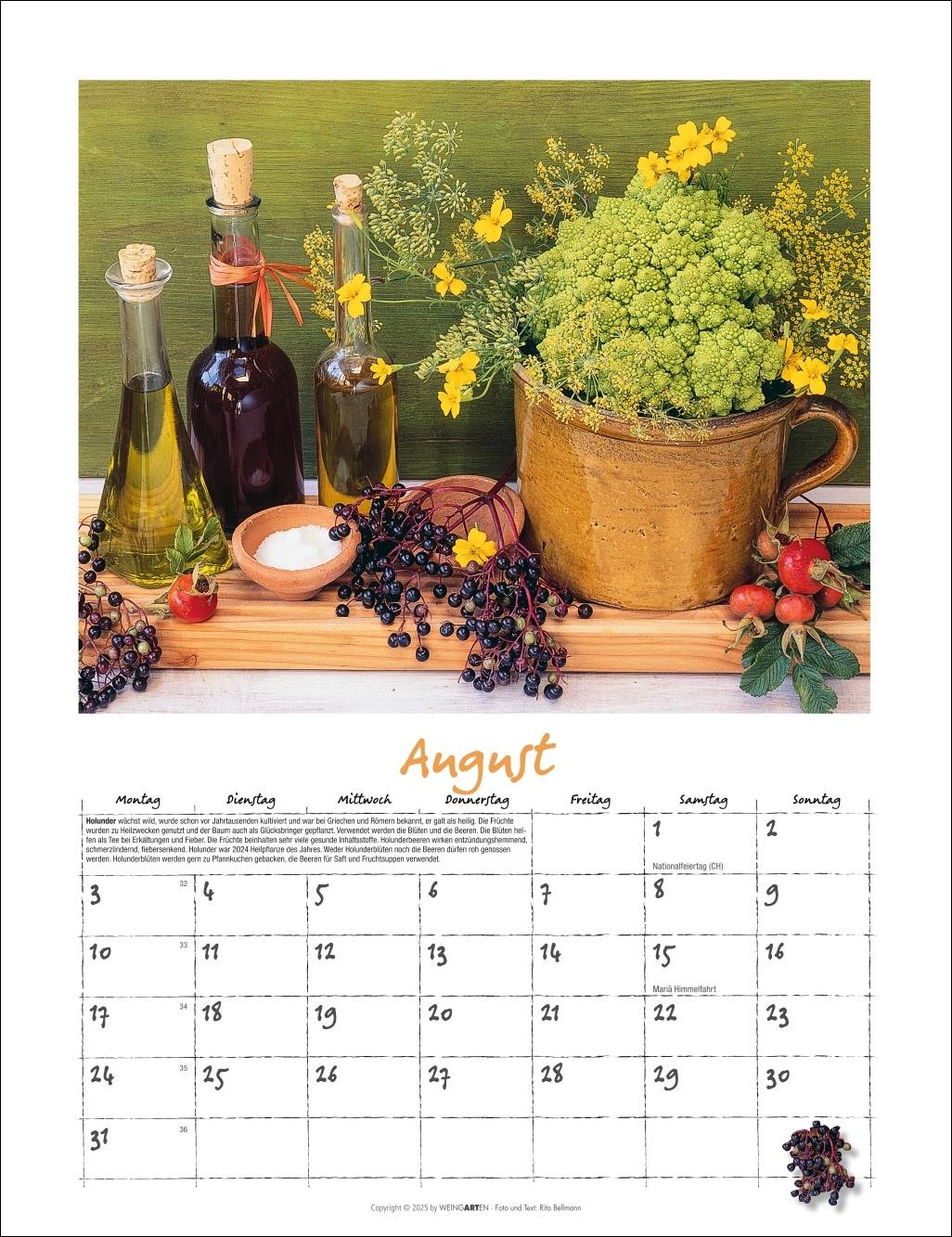 Beispielinhalt (Bild) Augenschmaus Kalender 2026 - Gewürze und Kräuter rund ums Jahr