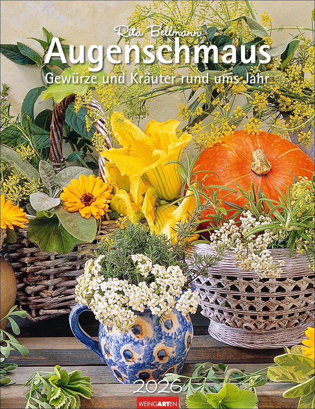 Vorderes Coverbild Augenschmaus Kalender 2026 - Gewürze und Kräuter rund ums Jahr