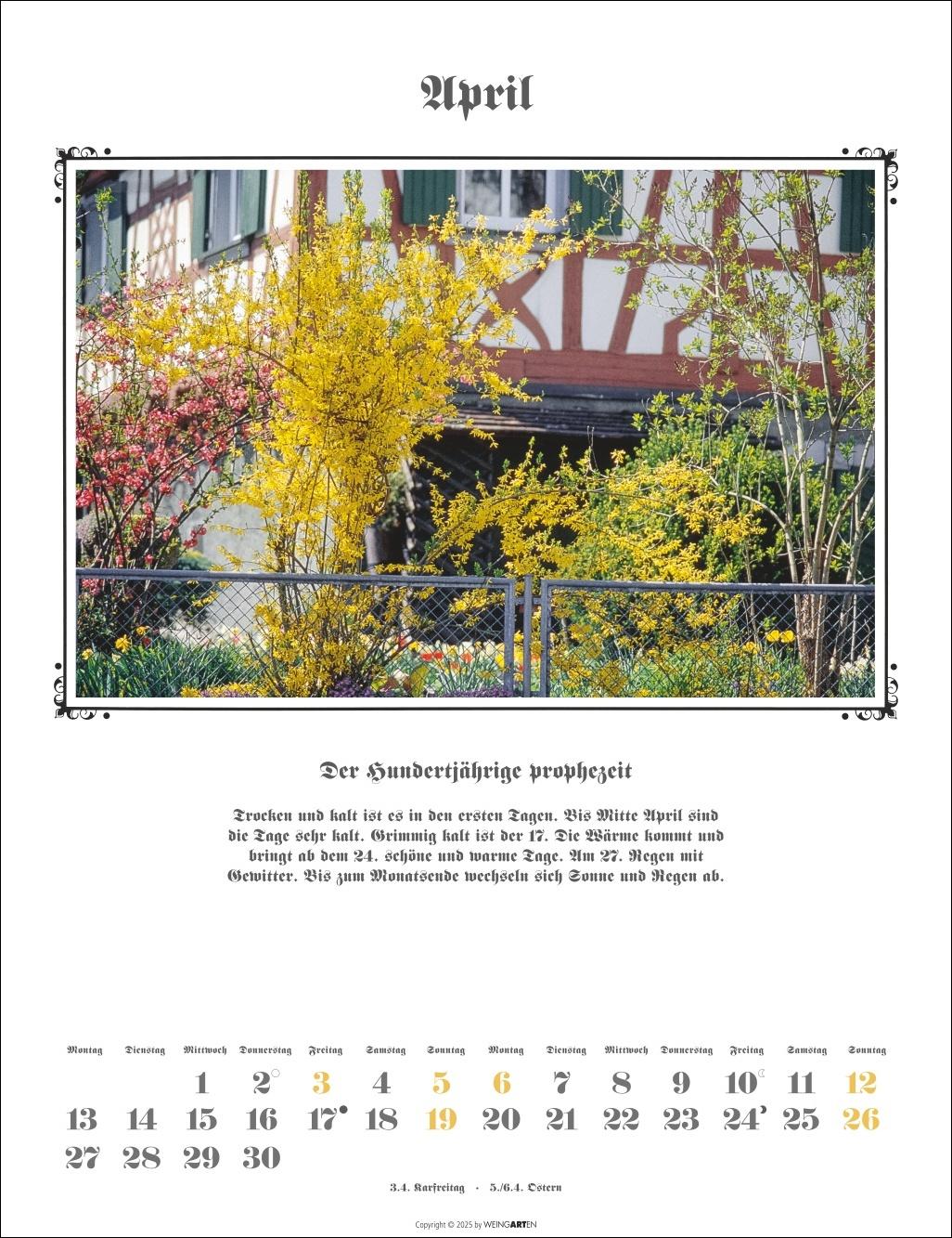 Beispielinhalt (Bild) Der Hundertjährige Kalender 2026