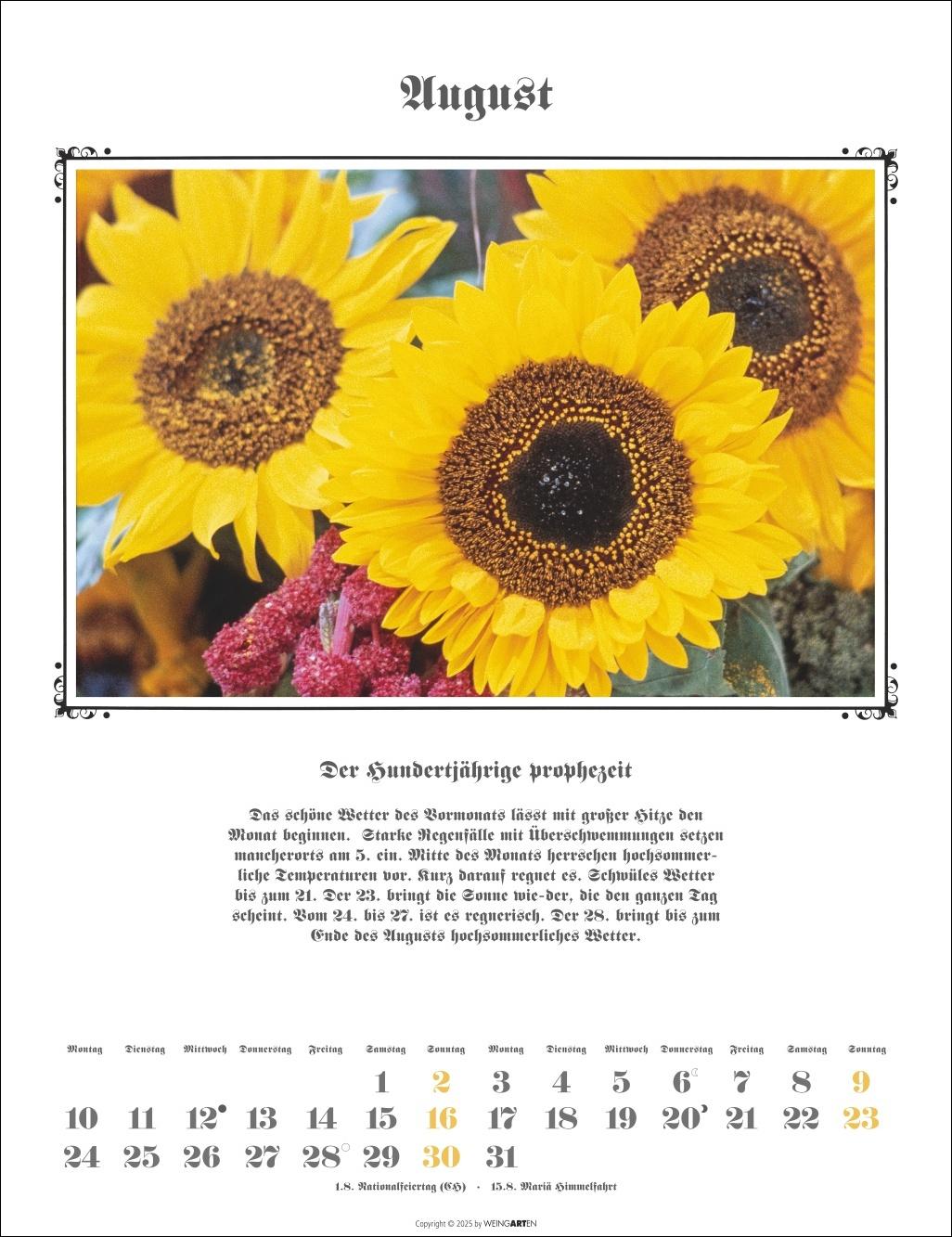 Beispielinhalt (Bild) Der Hundertjährige Kalender 2026