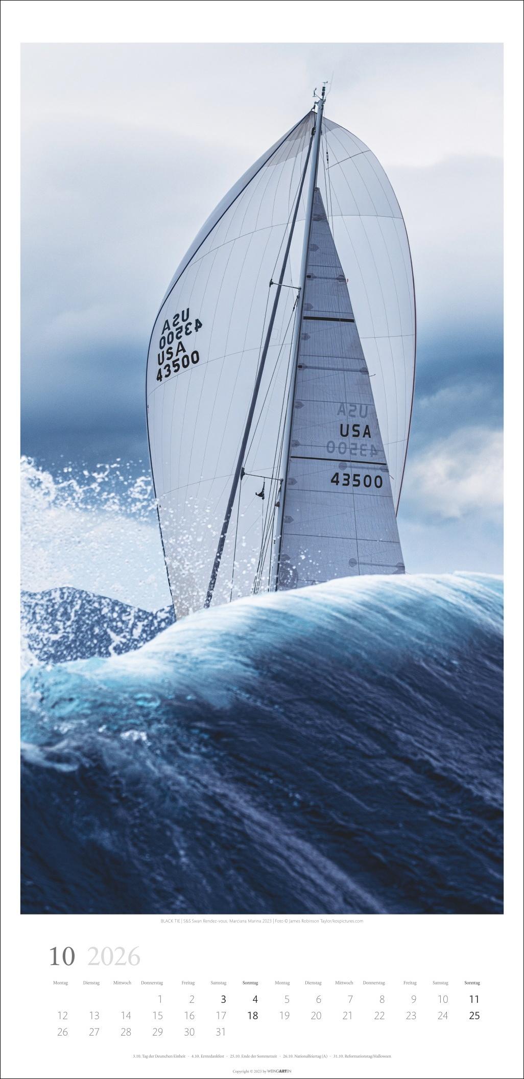 Beispielinhalt (Bild) Under Sail Kalender 2026