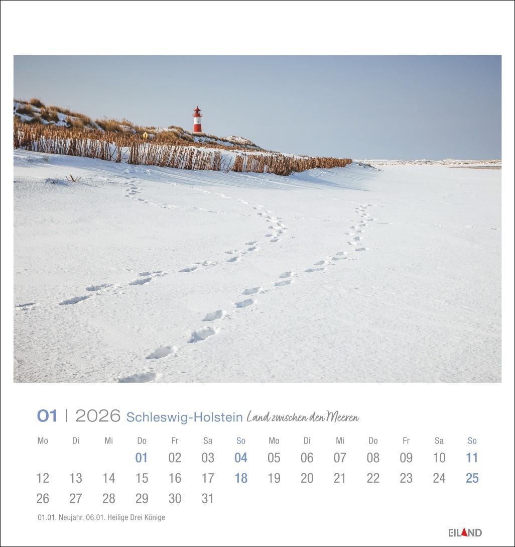 Beispielinhalt (Bild) Schleswig-Holstein Postkartenkalender 2026 - Land zwischen den Meeren