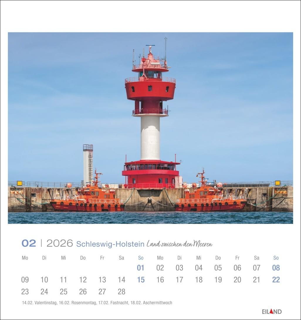 Beispielinhalt (Bild) Schleswig-Holstein Postkartenkalender 2026 - Land zwischen den Meeren
