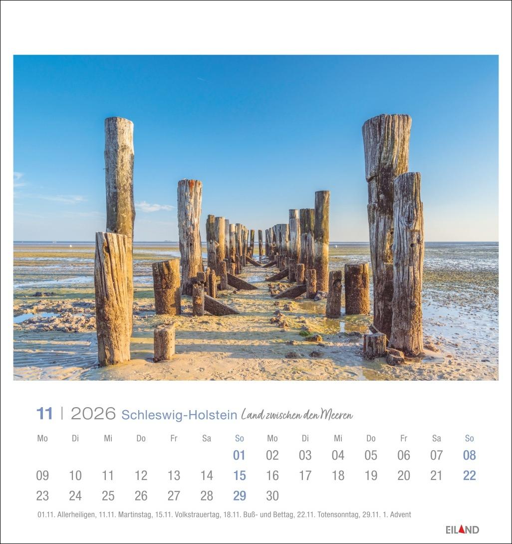 Beispielinhalt (Bild) Schleswig-Holstein Postkartenkalender 2026 - Land zwischen den Meeren
