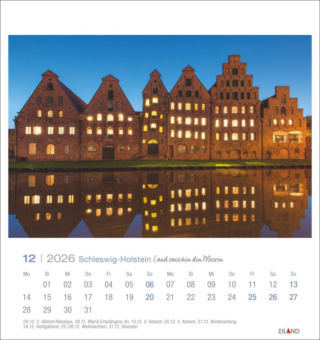 Beispielinhalt (Bild) Schleswig-Holstein Postkartenkalender 2026 - Land zwischen den Meeren