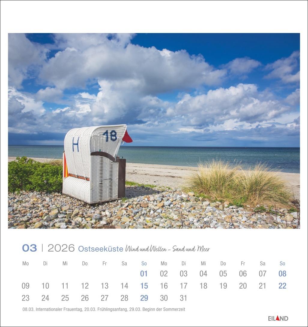 Beispielinhalt (Bild) Ostseeküste Postkartenkalender 2026 - Wind und Wellen - Sand und Meer