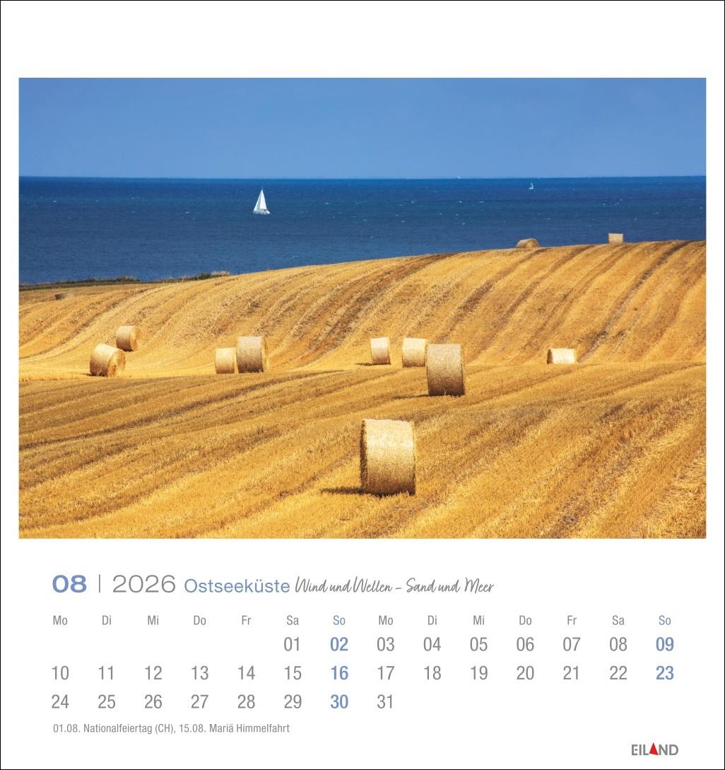 Beispielinhalt (Bild) Ostseeküste Postkartenkalender 2026 - Wind und Wellen - Sand und Meer
