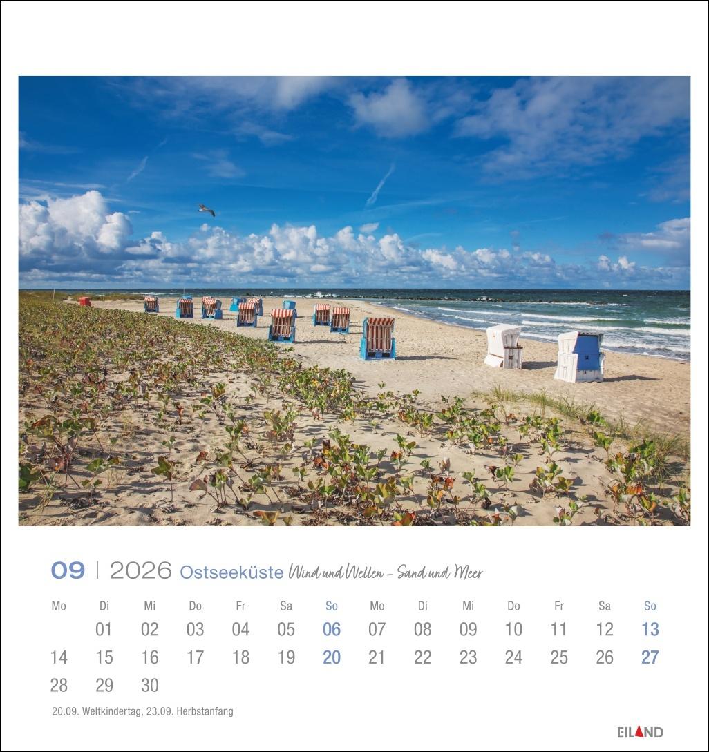 Beispielinhalt (Bild) Ostseeküste Postkartenkalender 2026 - Wind und Wellen - Sand und Meer
