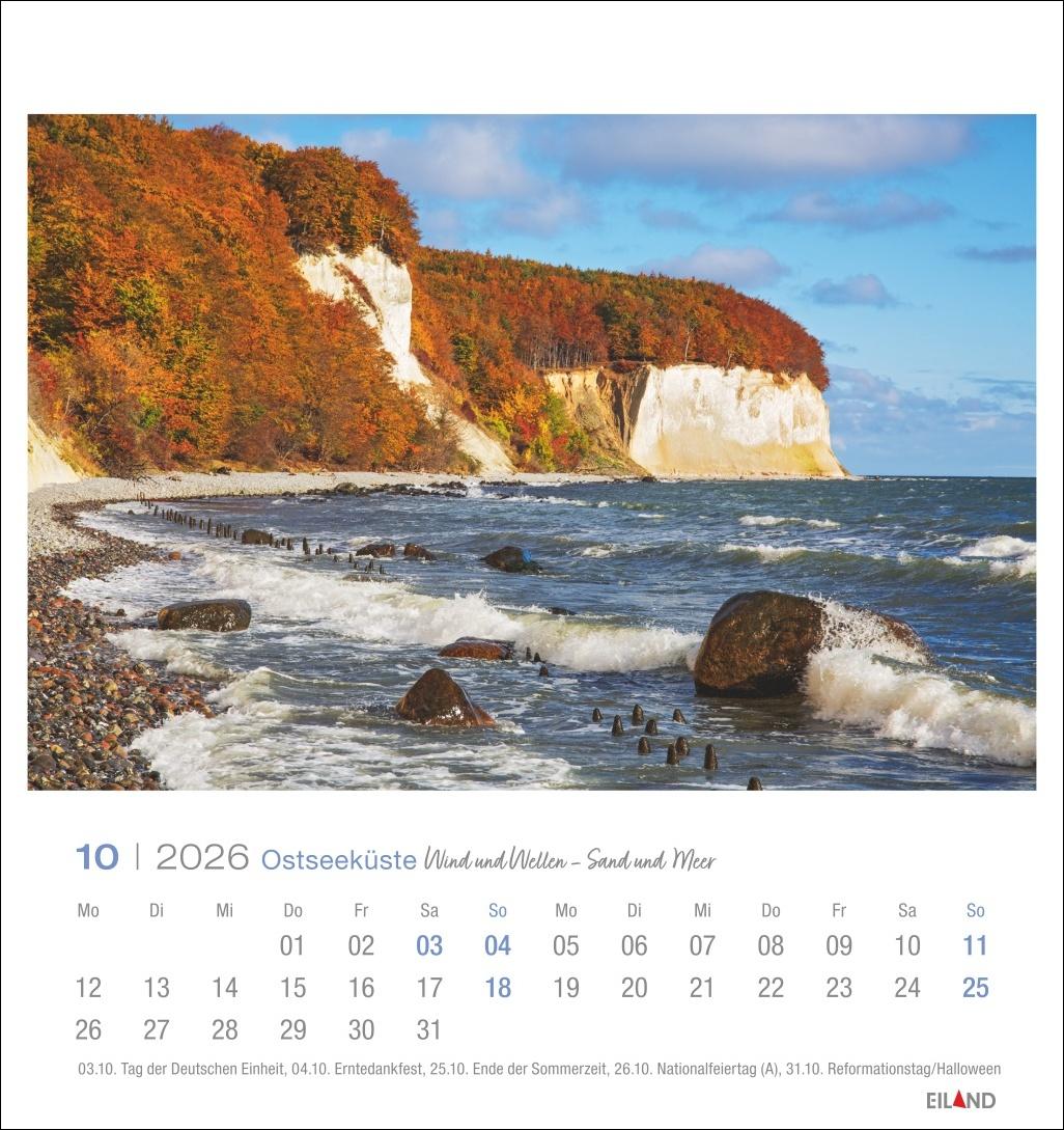 Beispielinhalt (Bild) Ostseeküste Postkartenkalender 2026 - Wind und Wellen - Sand und Meer