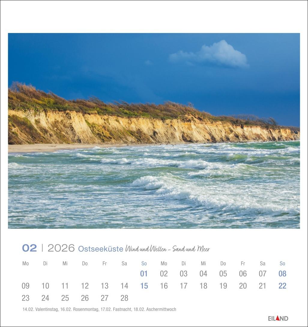 Beispielinhalt (Bild) Ostseeküste Postkartenkalender 2026 - Wind und Wellen - Sand und Meer