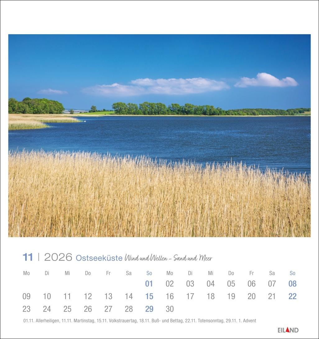 Beispielinhalt (Bild) Ostseeküste Postkartenkalender 2026 - Wind und Wellen - Sand und Meer