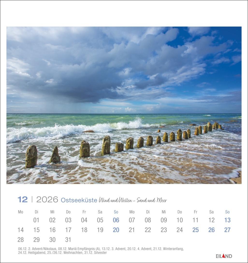 Beispielinhalt (Bild) Ostseeküste Postkartenkalender 2026 - Wind und Wellen - Sand und Meer