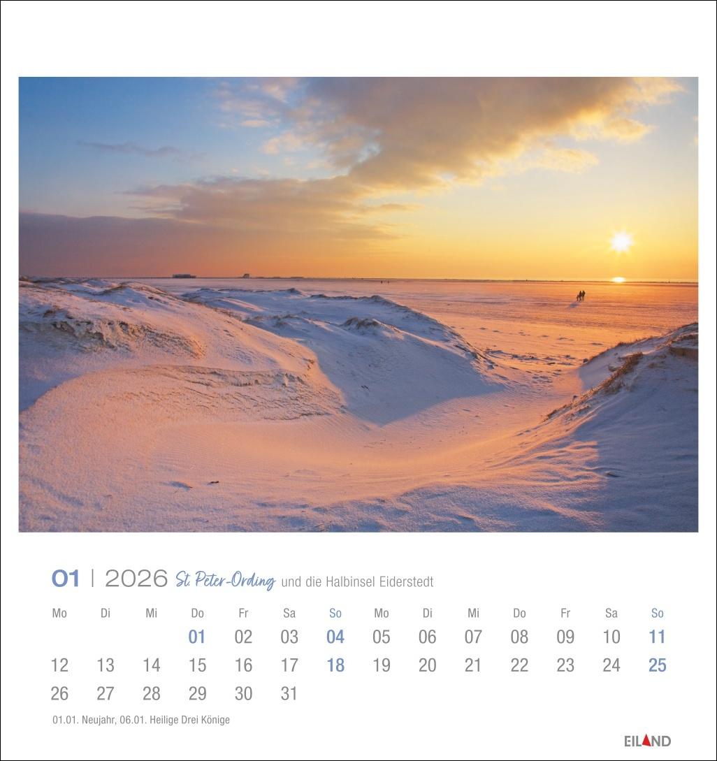 Beispielinhalt (Bild) St. Peter-Ording und die Halbinsel Eiderstedt Postkartenkalender 2026