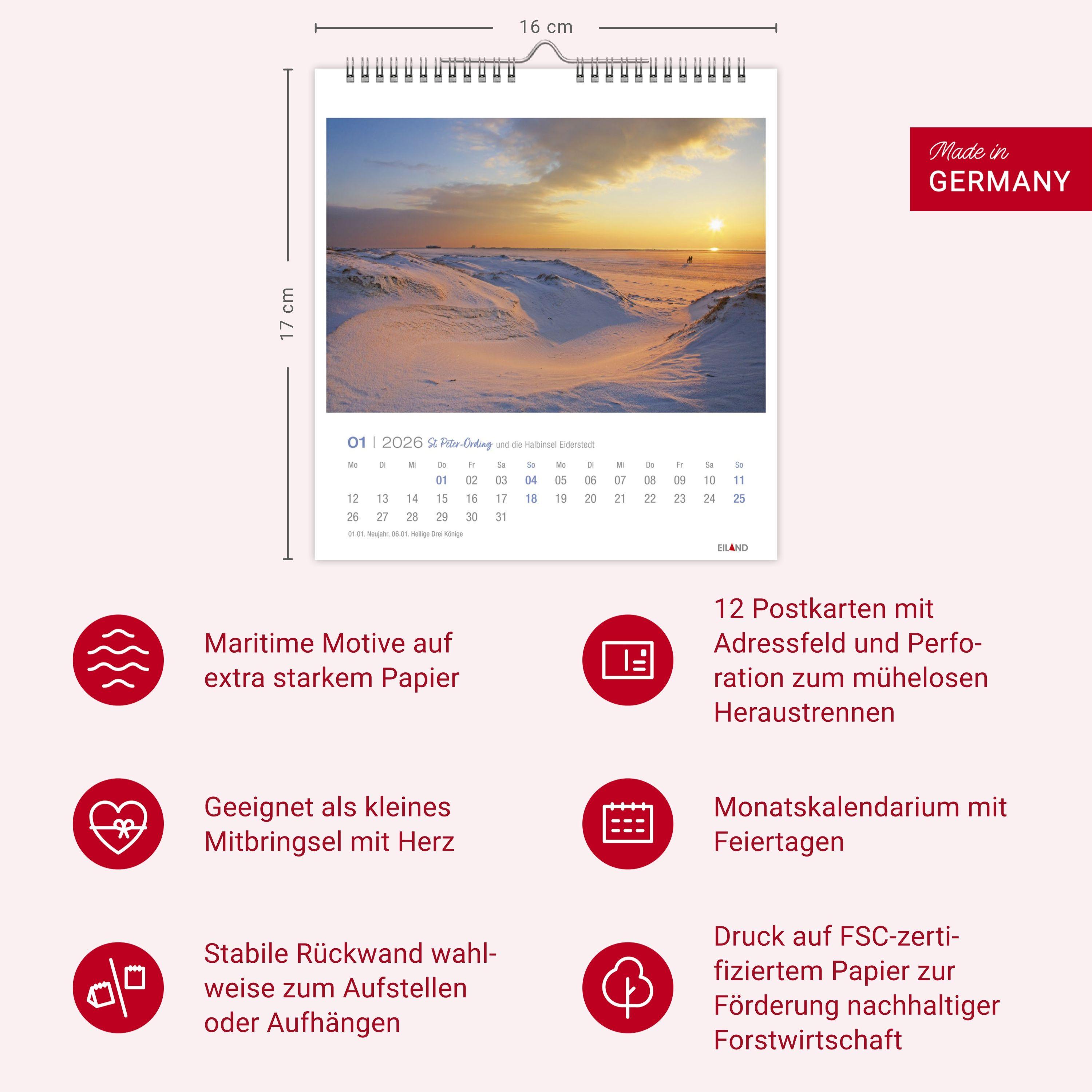 Beispielinhalt (Bild) St. Peter-Ording und die Halbinsel Eiderstedt Postkartenkalender 2026