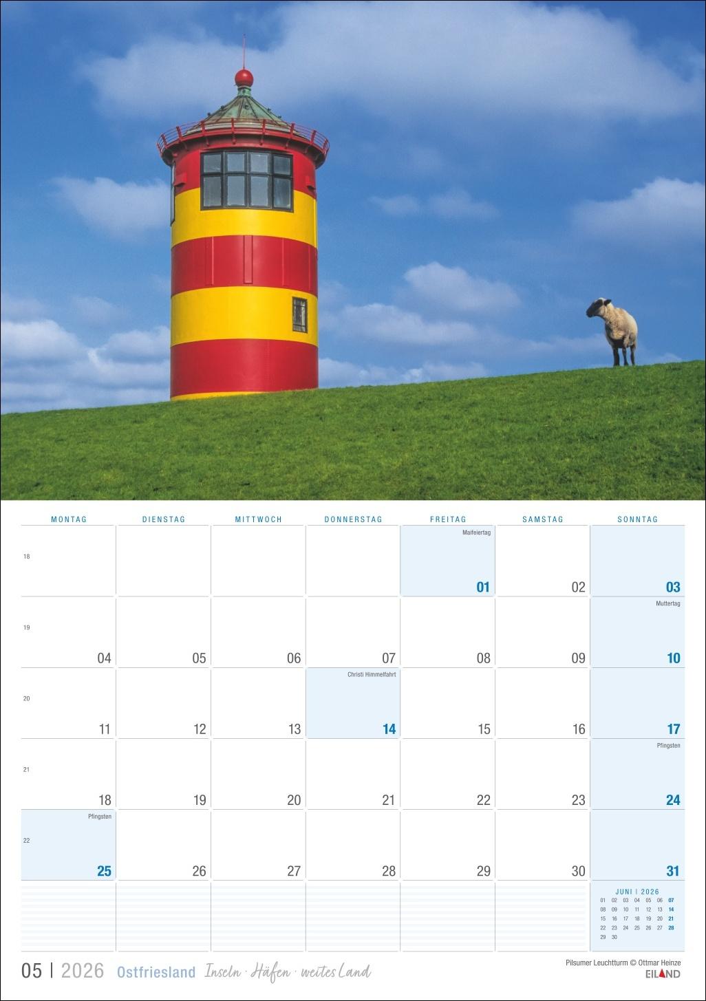 Beispielinhalt (Bild) Ostfriesland Kalender 2026 - Inseln · Häfen · weites Land