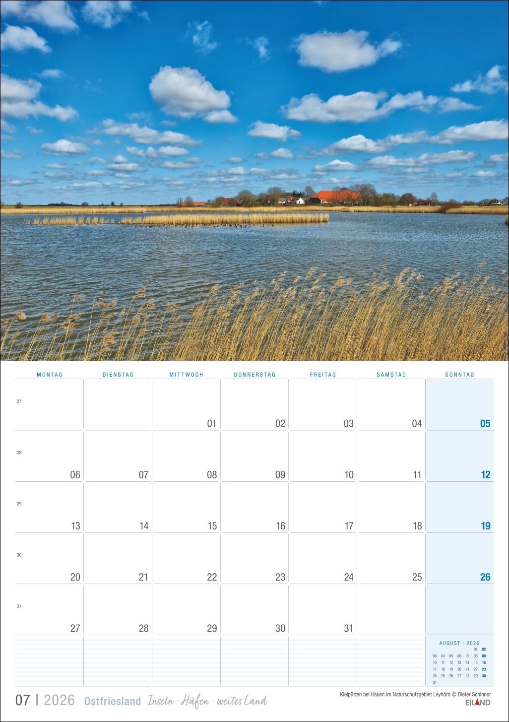 Beispielinhalt (Bild) Ostfriesland Kalender 2026 - Inseln · Häfen · weites Land