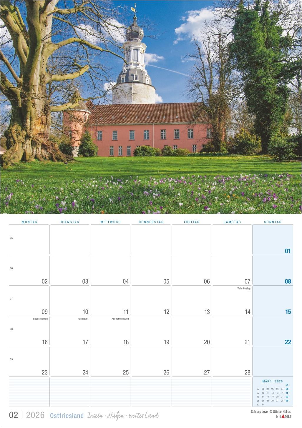 Beispielinhalt (Bild) Ostfriesland Kalender 2026 - Inseln · Häfen · weites Land