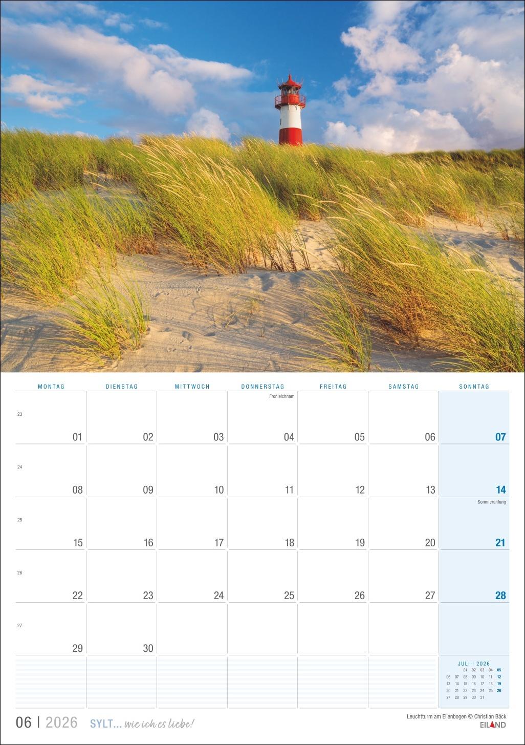 Beispielinhalt (Bild) Sylt ... wie ich es liebe Kalender 2026