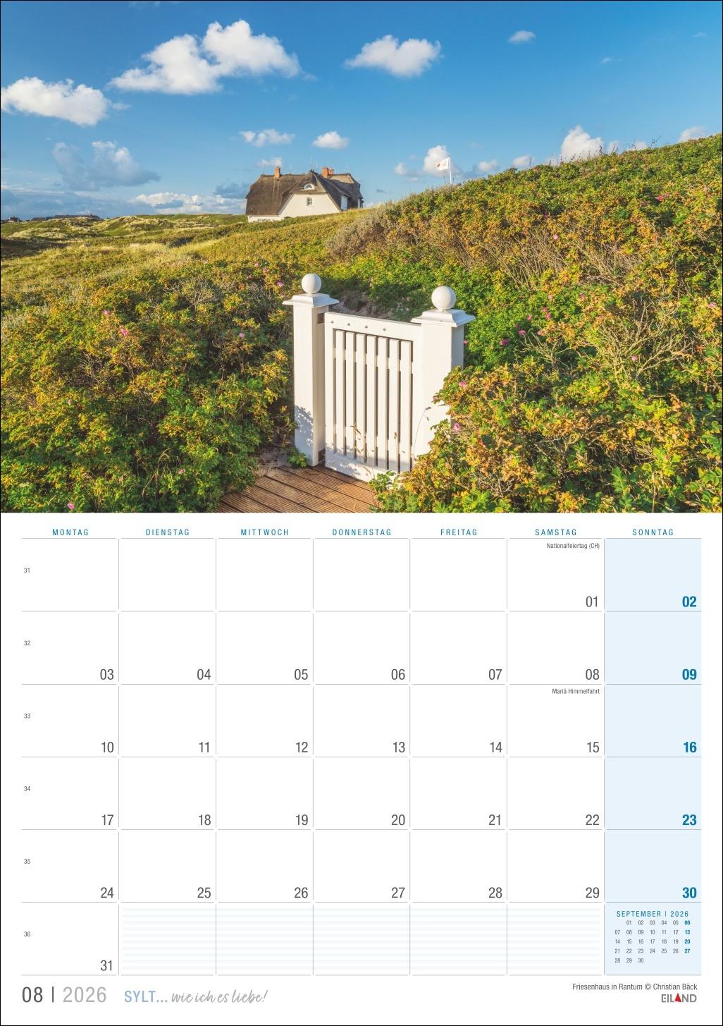 Beispielinhalt (Bild) Sylt ... wie ich es liebe Kalender 2026