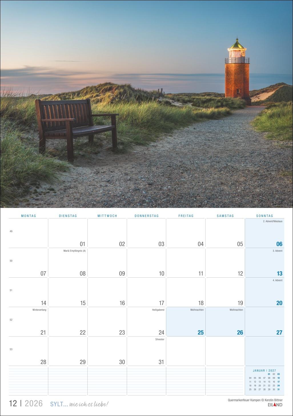 Beispielinhalt (Bild) Sylt ... wie ich es liebe Kalender 2026