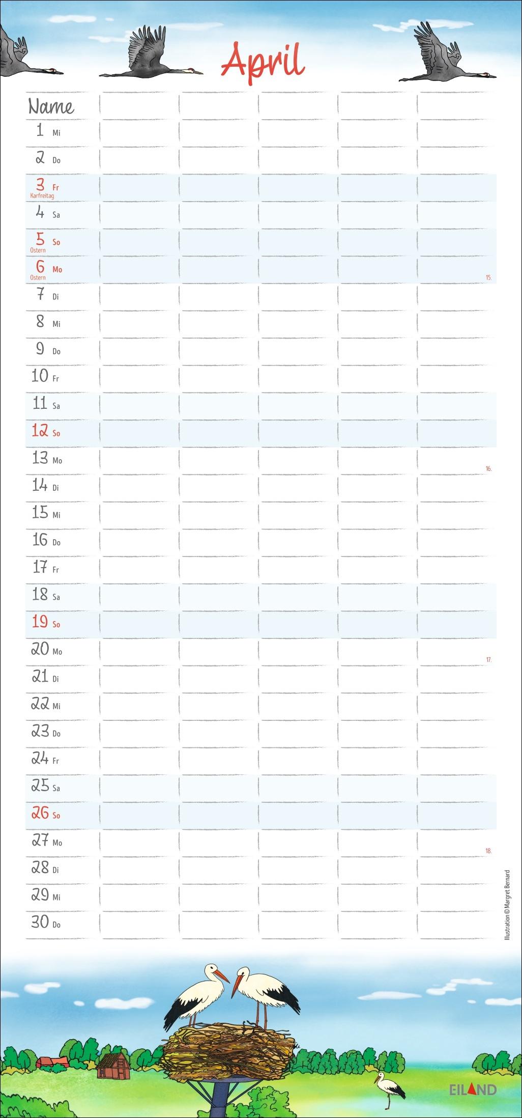 Beispielinhalt (Bild) Der Hamburger Familienplaner 2026 - Margret Bernard