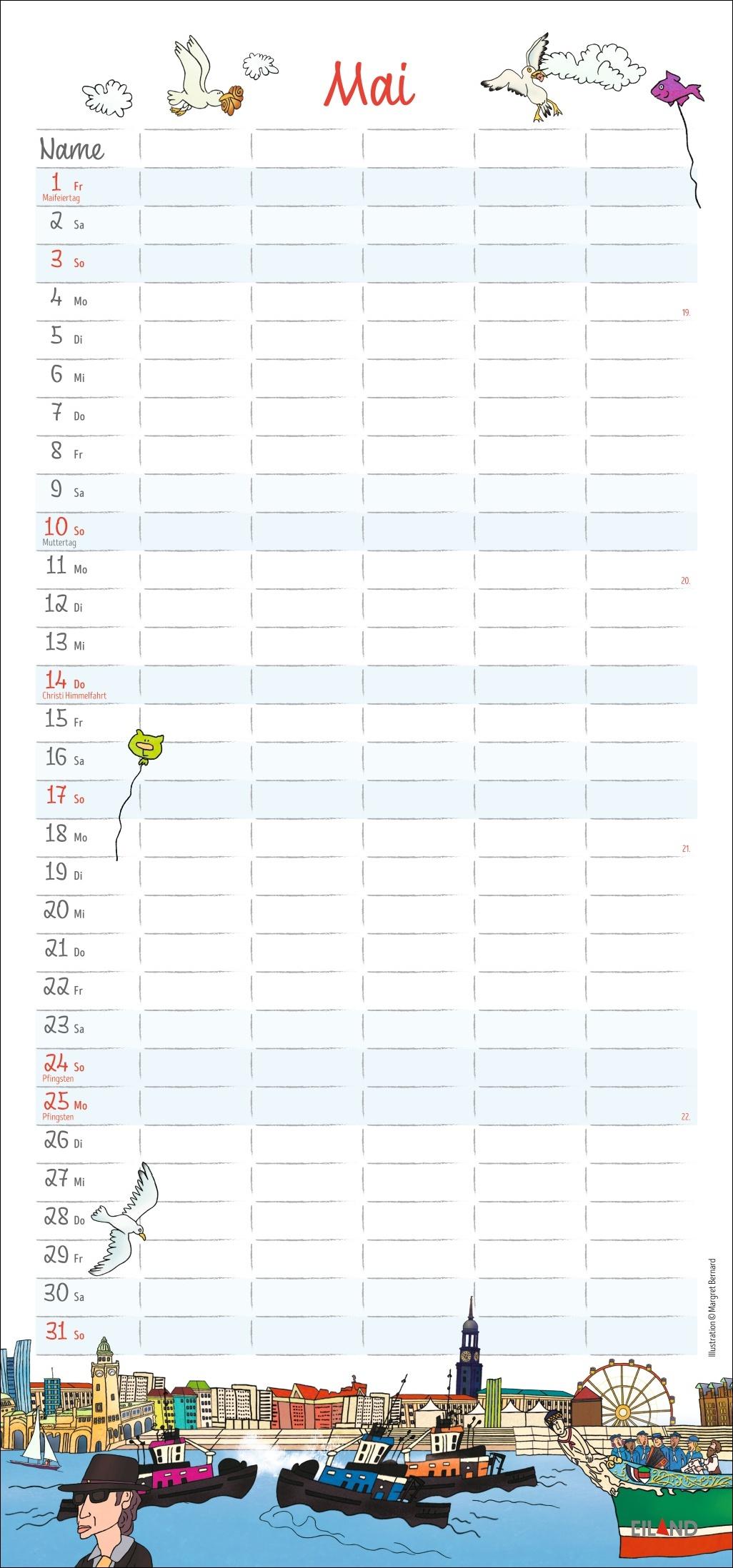 Beispielinhalt (Bild) Der Hamburger Familienplaner 2026 - Margret Bernard