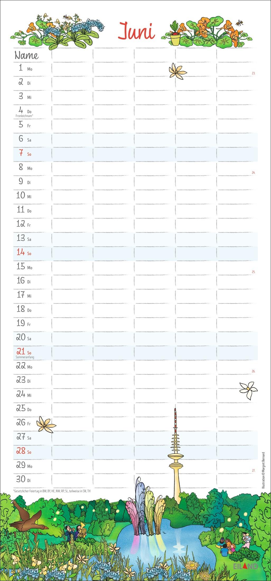 Beispielinhalt (Bild) Der Hamburger Familienplaner 2026 - Margret Bernard