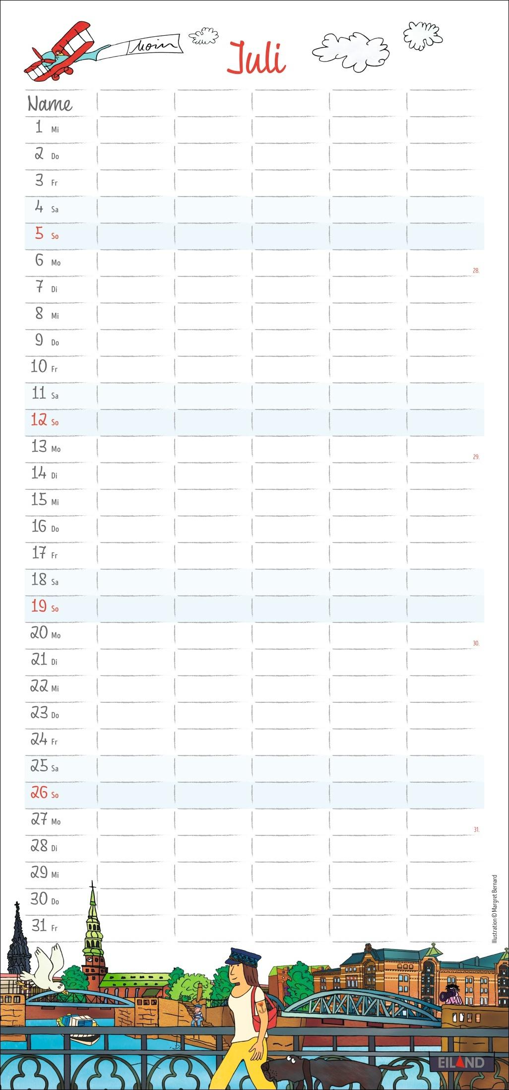 Beispielinhalt (Bild) Der Hamburger Familienplaner 2026 - Margret Bernard