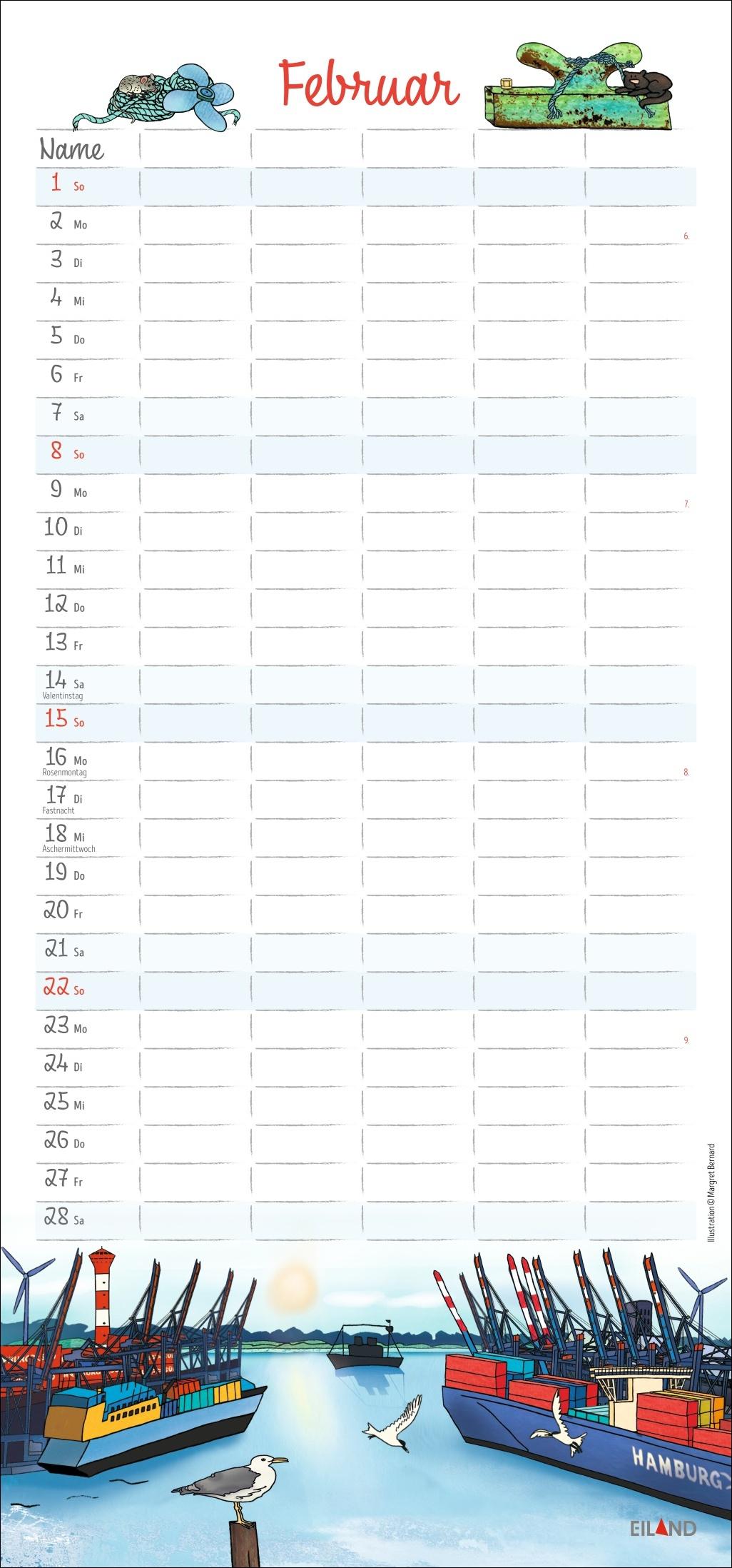 Beispielinhalt (Bild) Der Hamburger Familienplaner 2026 - Margret Bernard