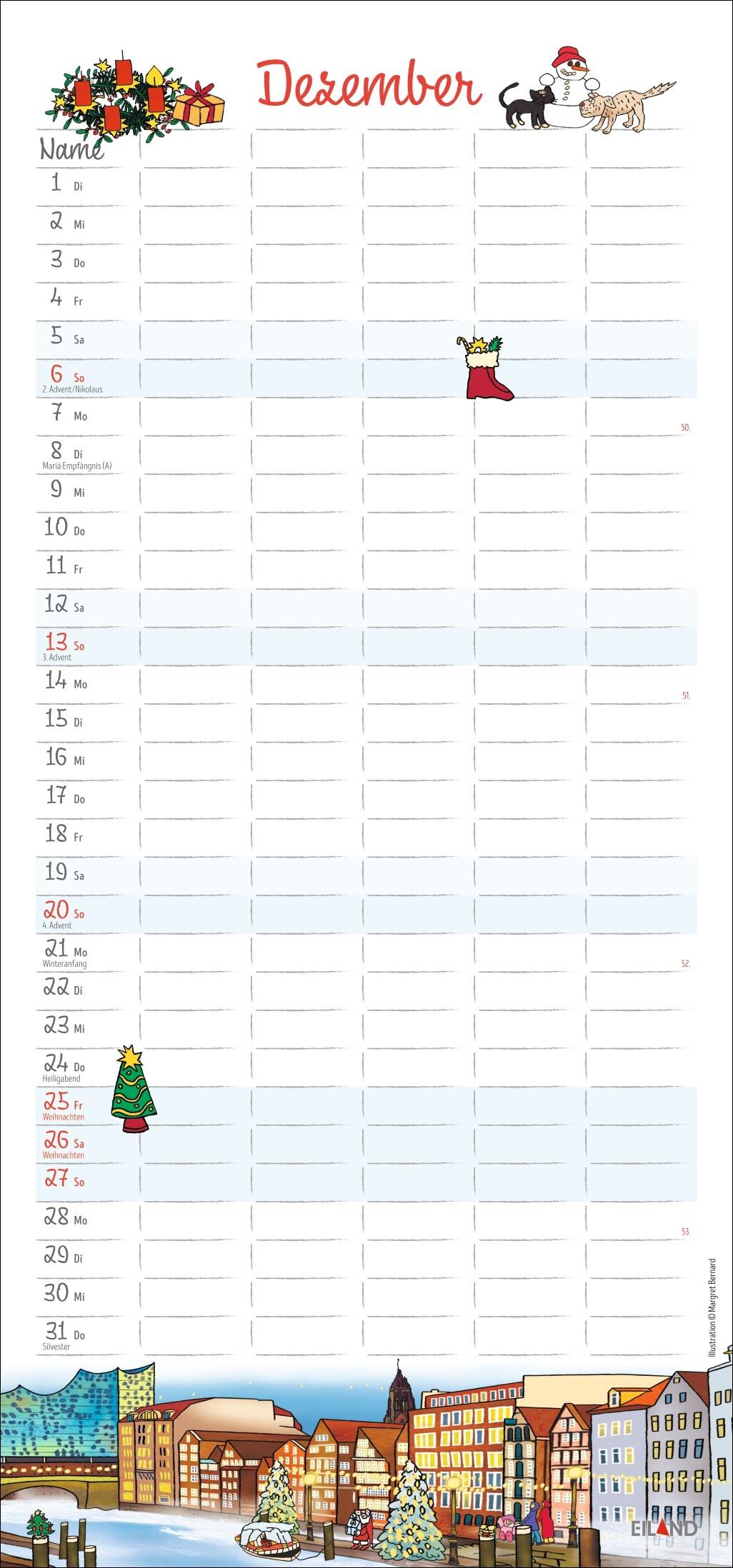 Beispielinhalt (Bild) Der Hamburger Familienplaner 2026 - Margret Bernard