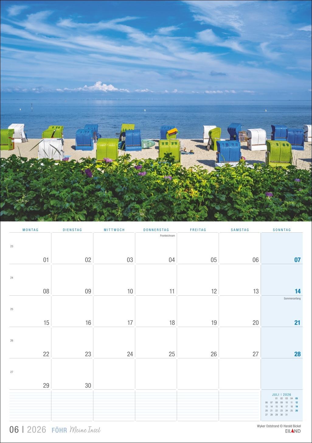 Beispielinhalt (Bild) Föhr ...meine Insel Kalender 2026