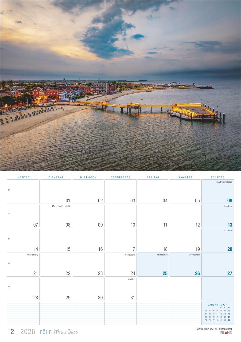 Beispielinhalt (Bild) Föhr ...meine Insel Kalender 2026